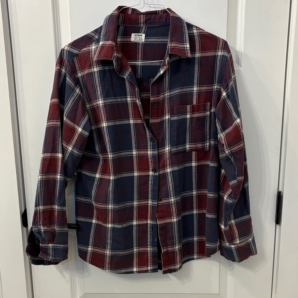 Cotton On womens Checkered Shirt - Red and Blue flannel